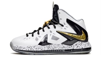 Nike LeBron X PS Elite+ White/Metallic Gold-Black