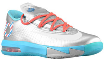 Nike KD VI GS Metallic Silver/White-Turquoise Blue-Laser Crimson