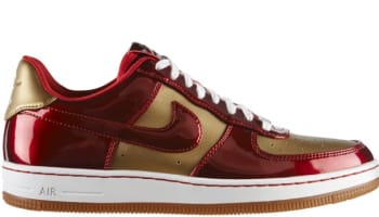 Nike Air Force 1 Low Downtown Leather QS Flat Gold/Varsity Red-Varsity Red