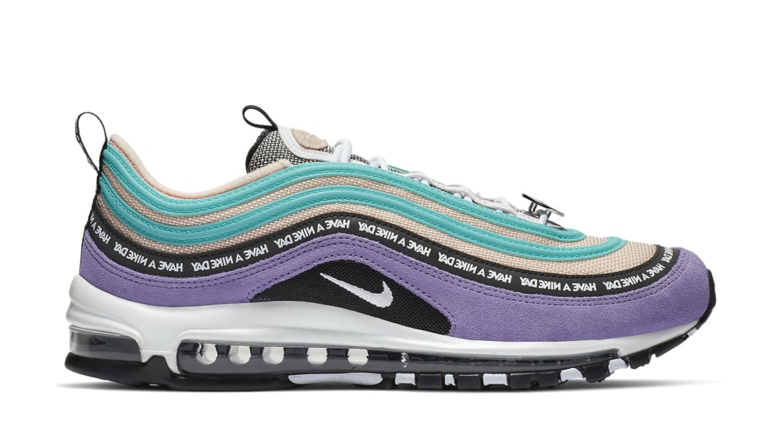 purple and green air max 97