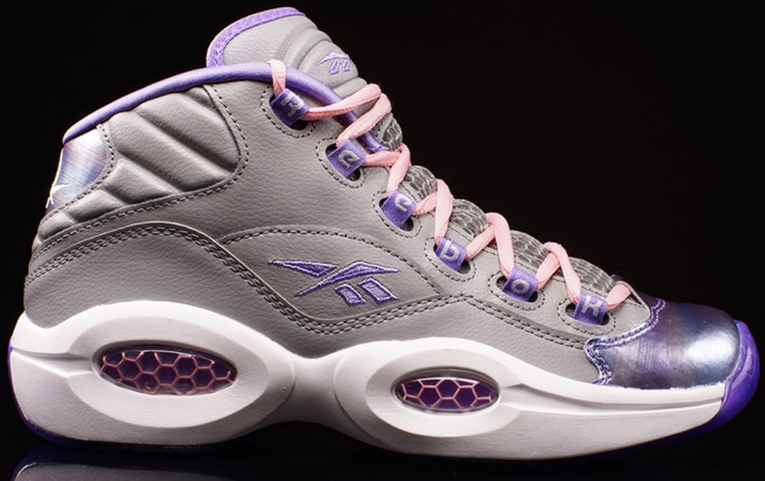 Reebok Question Mid Girls Matte Silver/Lush Orchid-Pink