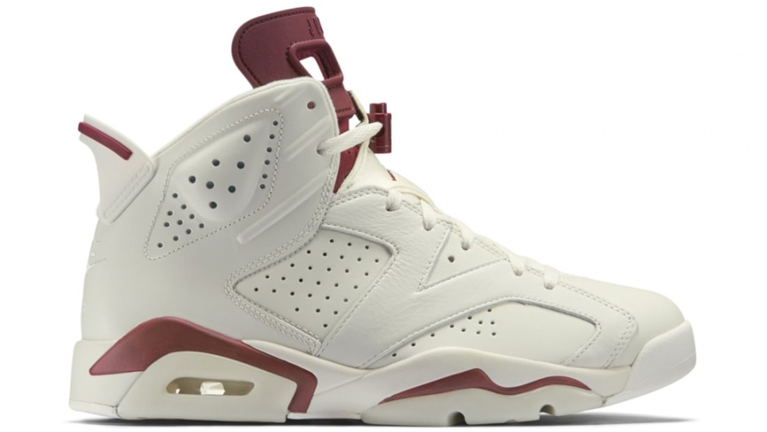 white and maroon jordans