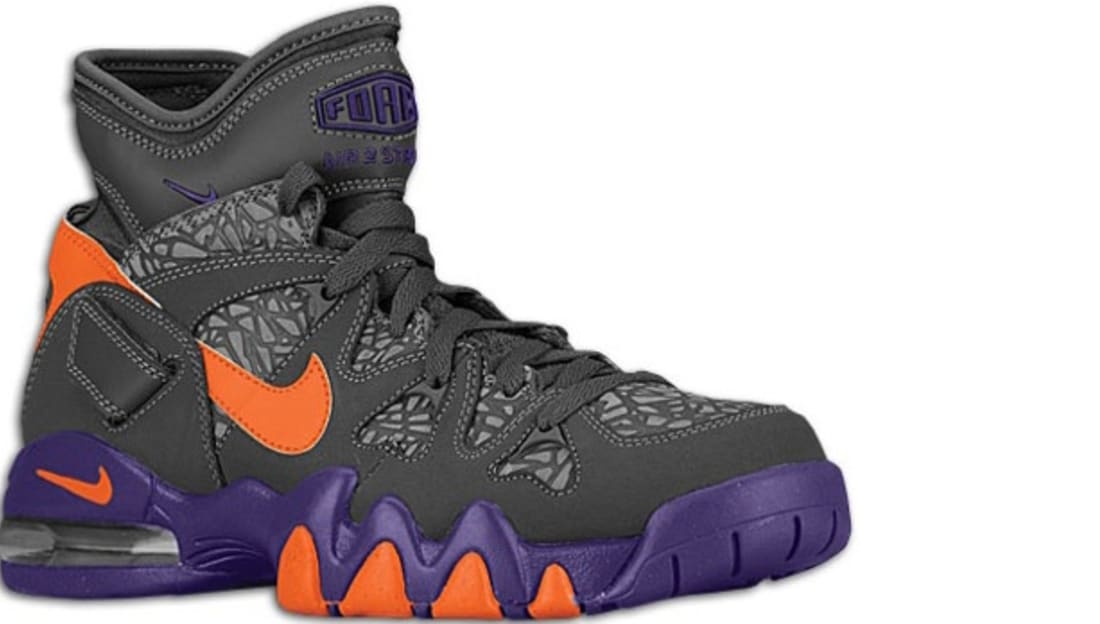 orange and purple tennis shoes