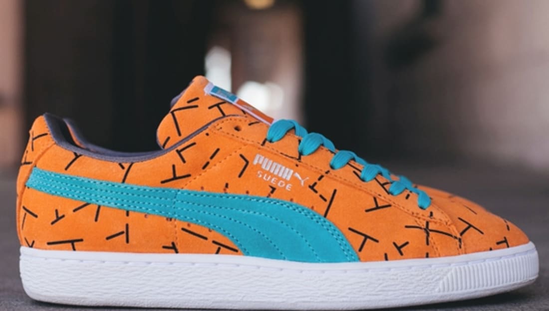 puma suede black and orange