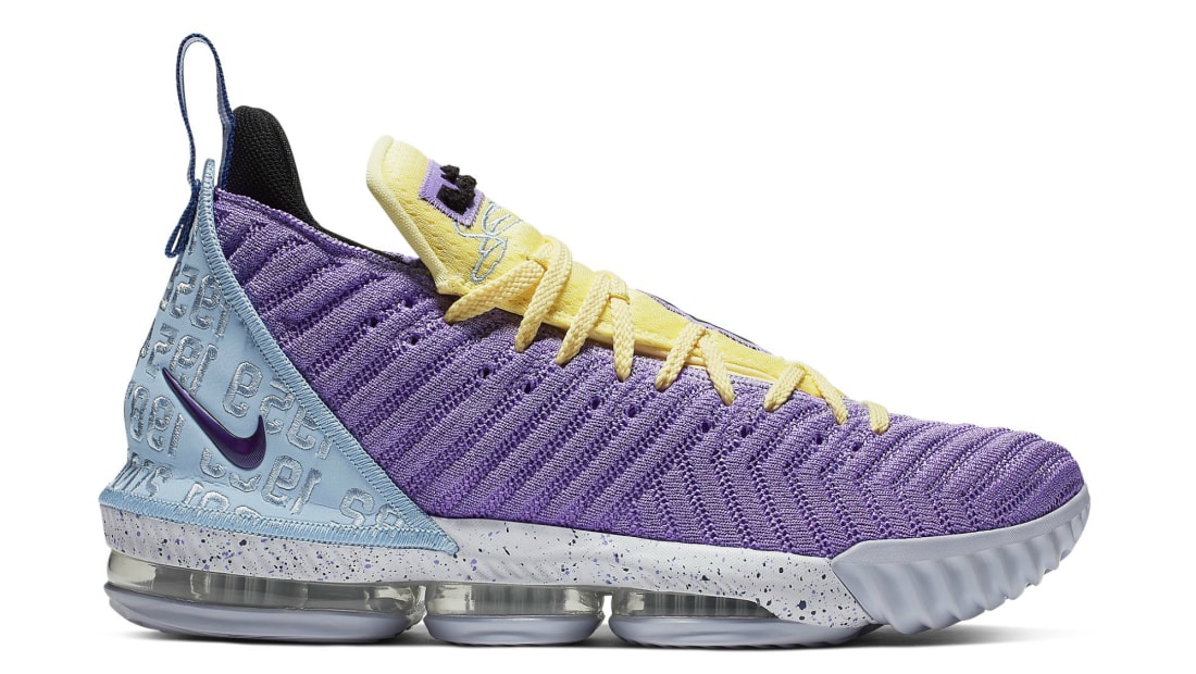 purple and yellow lebrons