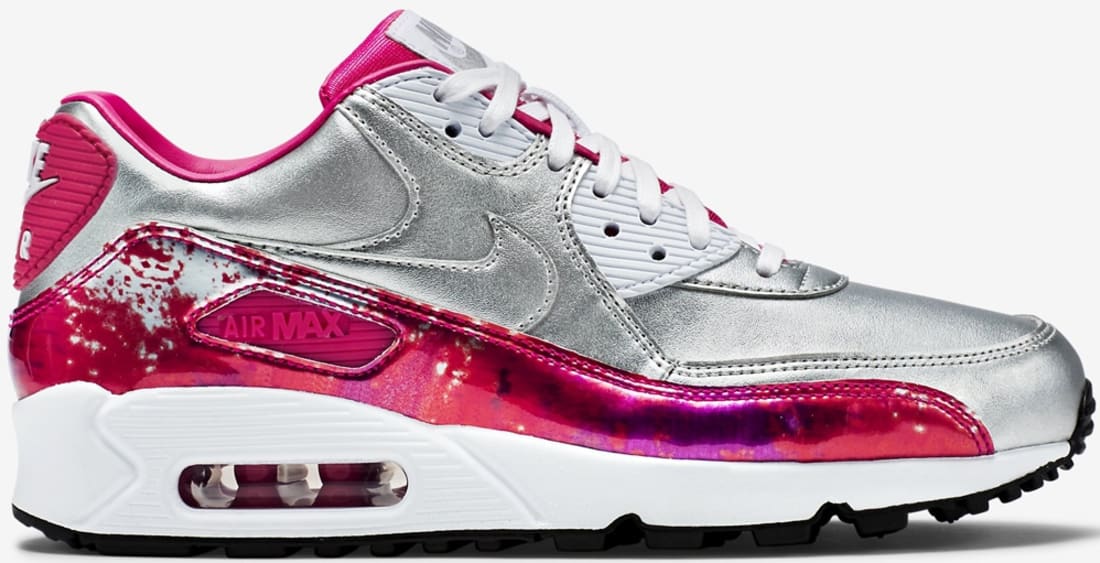 Nike Air Max '90 Premium Women's Metallic Silver/Pink Pow-Fireberry-White