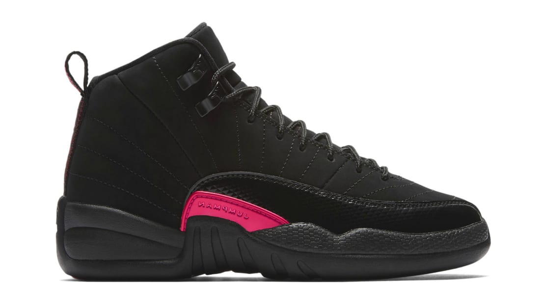 black and dark pink jordans