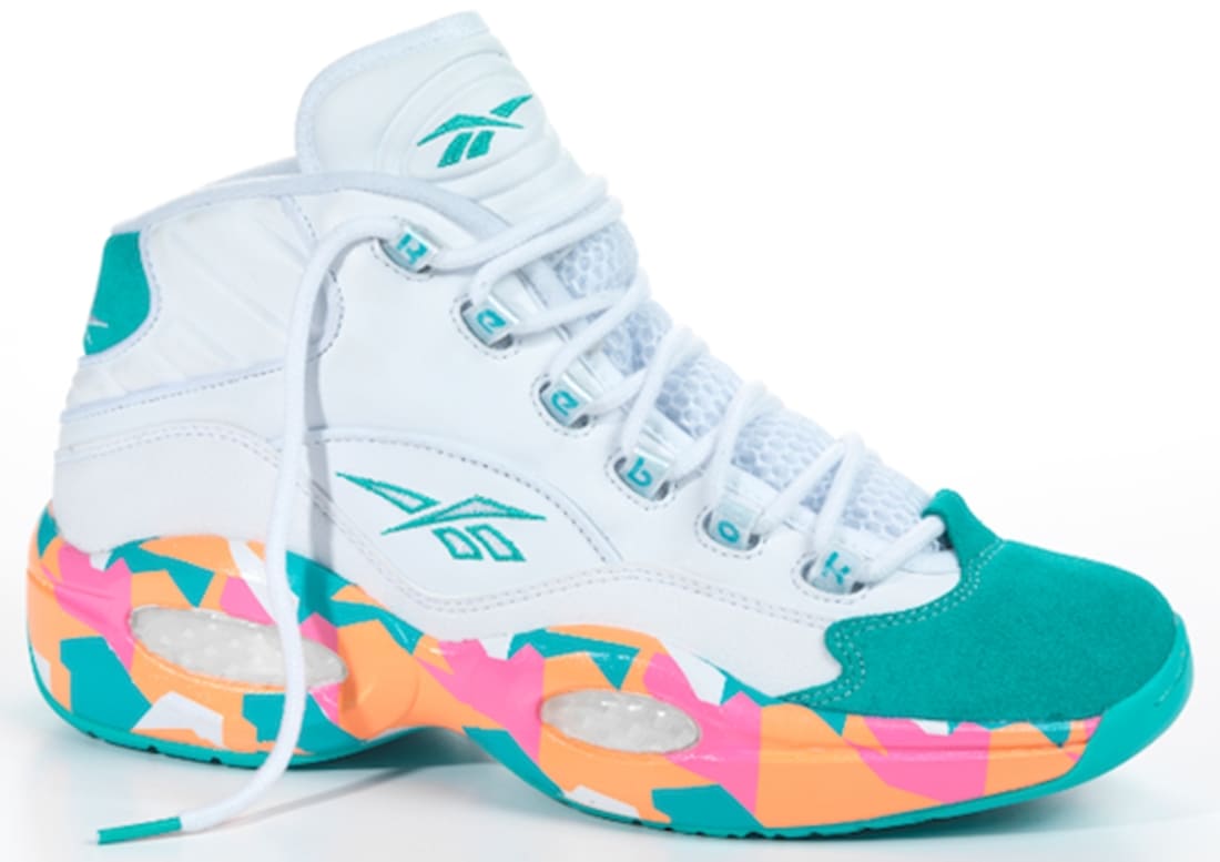 Reebok Question Mid White/Solid Teal-Fluorescent Orange-Victory Pink