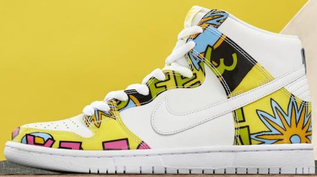 nike dunk high yellow and white