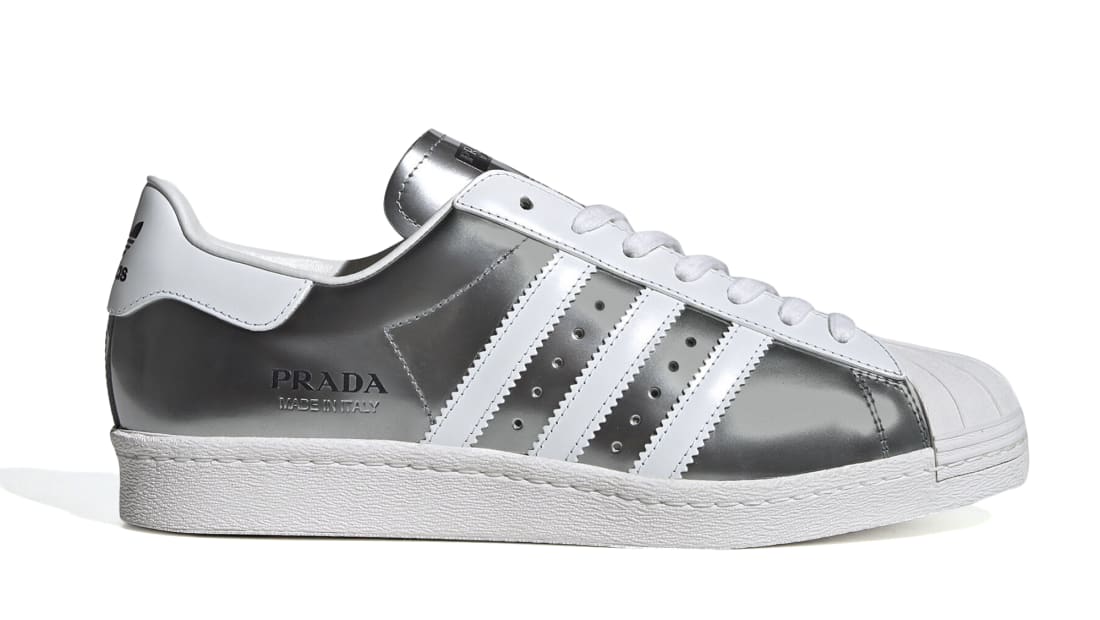Om te mediteren Helderheid Ondergedompeld Prada x Adidas Superstar "Silver Metallic" | Adidas | Release Dates,  Sneaker Calendar, Prices & Collaborations