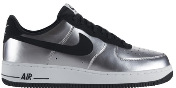 metallic silver and black air force ones