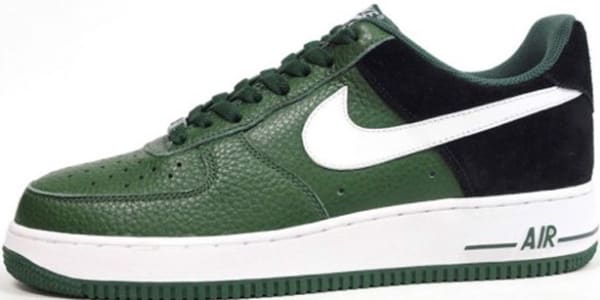 green black white air force ones