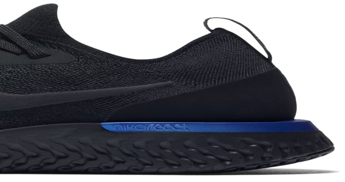 nike epic react flyknit black racer blue