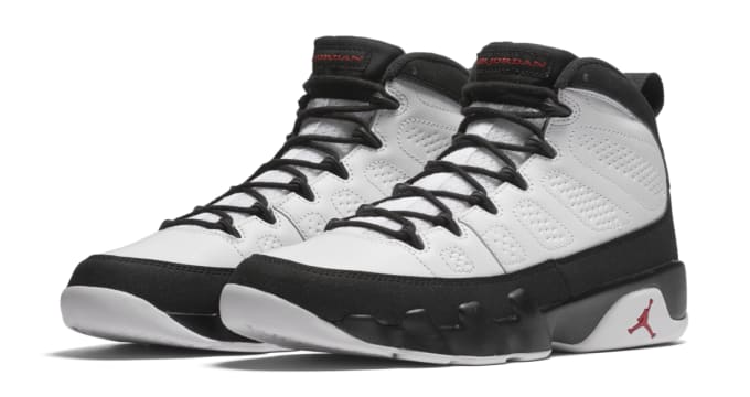 black and red jordan 9