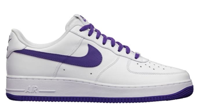 purple and white nike air force ones