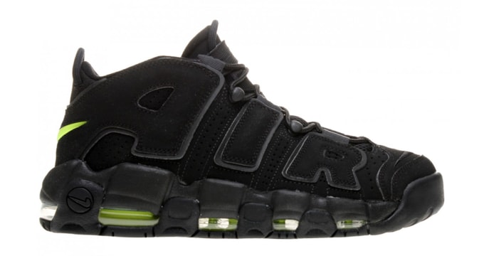 Nike uptempo black volt clearance