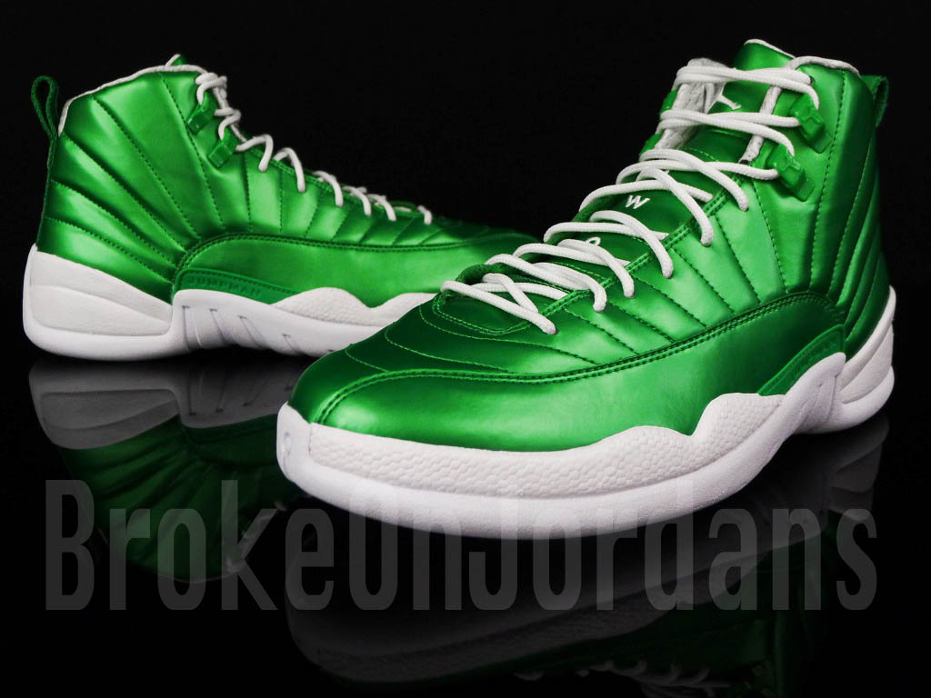 green and white 12 jordans