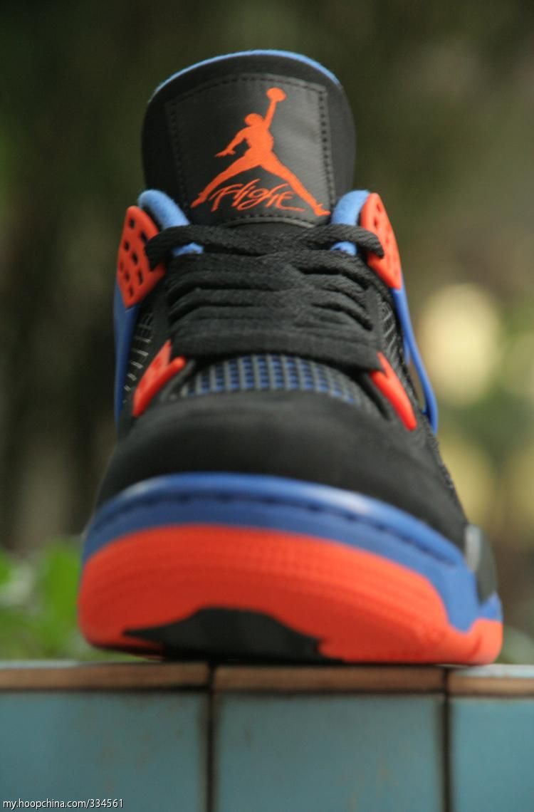 Air Jordan 4 IV Cavs Knicks Shoes Black Orange Blaze Old Royal 308497-027 (37)
