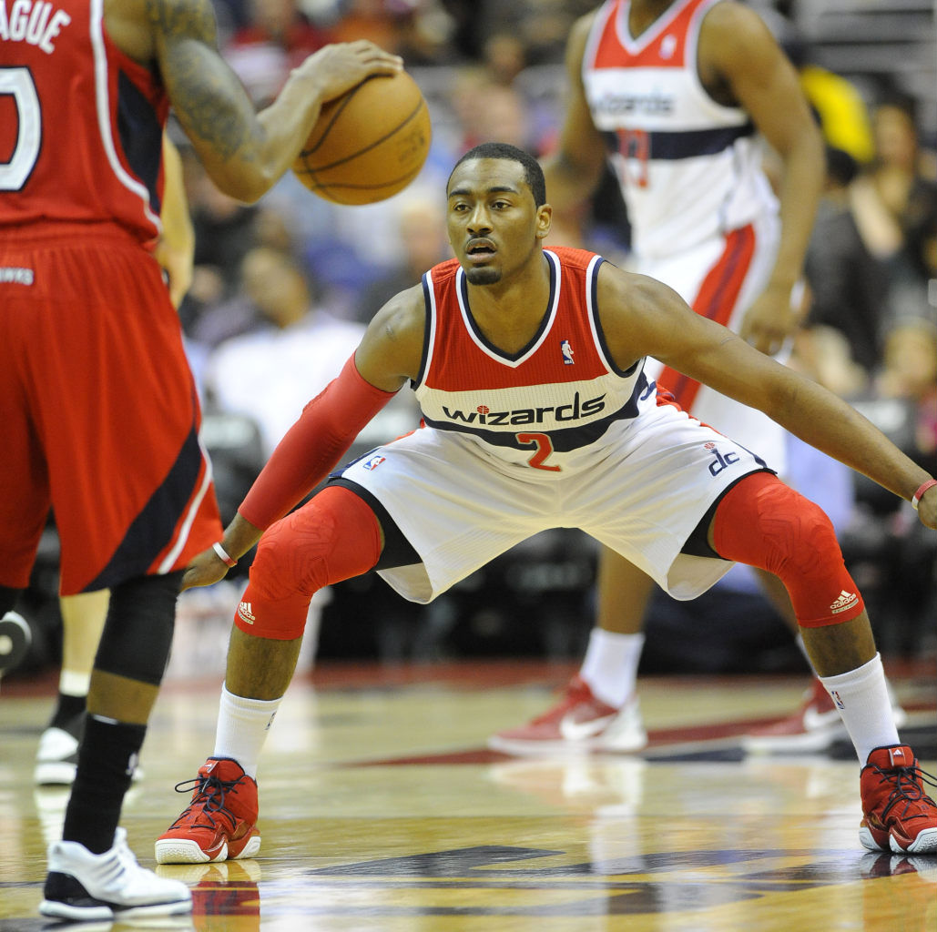 John Wall wearing adidas Top Ten 2000 Red Navy (2)