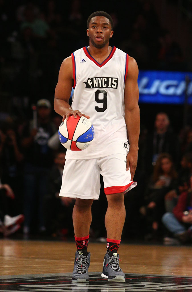 Chadwick Boseman wearing adidas D Rose 5 Boost Bad Dreams