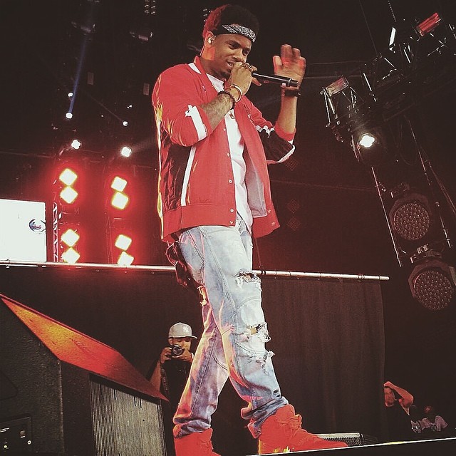 Mack Wilds wearing Nike Air Yeezy II 2 Red October