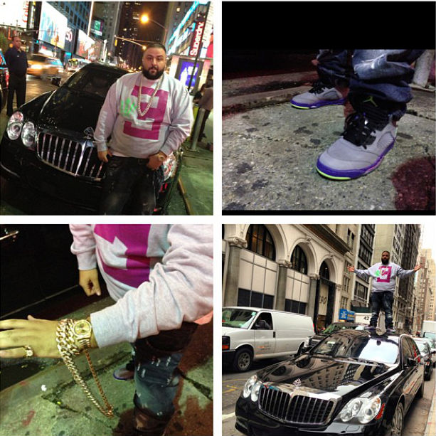 DJ Khaled wearing Air Jordan 5 V Retro Fresh Prince