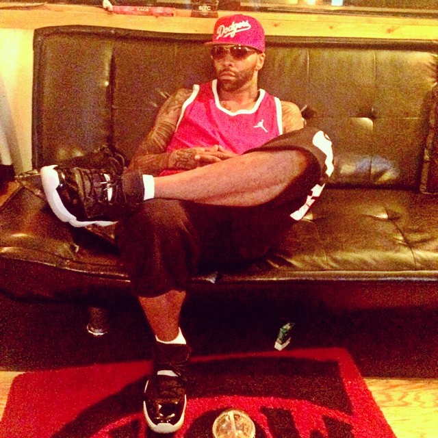 Joe Budden wearing Air Jordan XI 11 Low Infrared 23