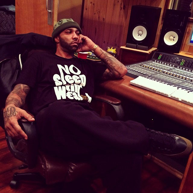 Joe Budden wearing Air Jordan 9 Olive