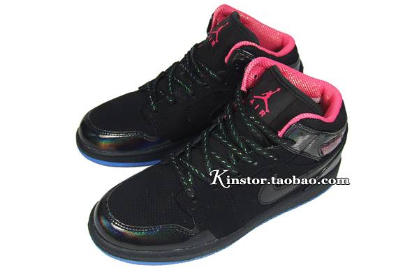 Air Jordan 1 Phat Girl's Black Spark Blue Crystal 454659-001