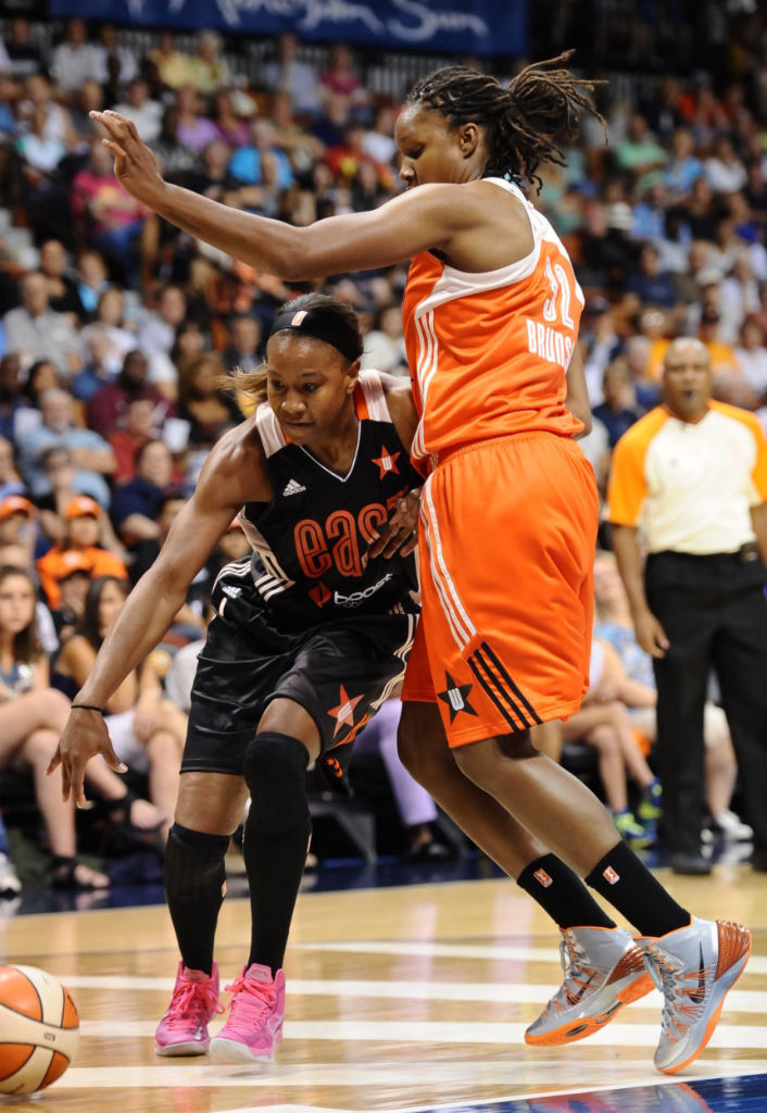 Rebekkah Brunson wearing Nike Hyperdunk 2013 All-Star PE