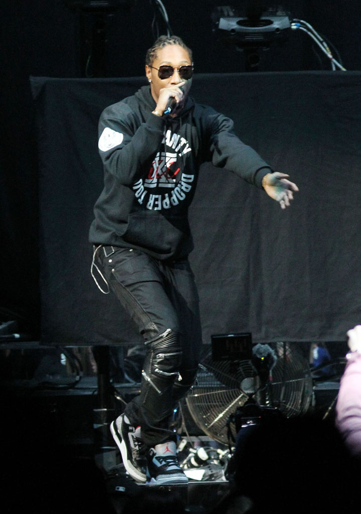 Future wearing Air Jordan 3 III Retro Black Cement