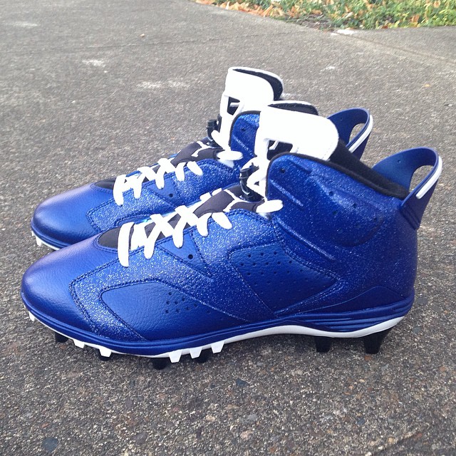 Air Jordan VI 6 Dallas Blue Cleats by Recon for Michael Crabtree (3)