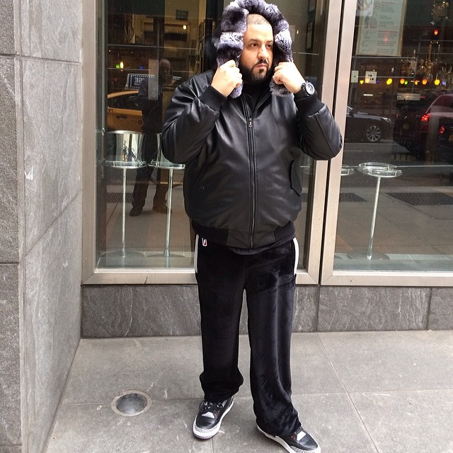 DJ Khaled wearing Air Jordan 3 III Retro Black Cement