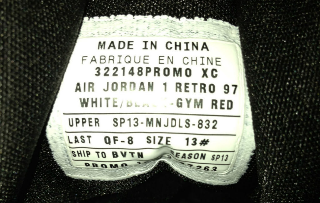 Air Jordan 1 Retro 97 White Black Gym Red 555069-101 (5)