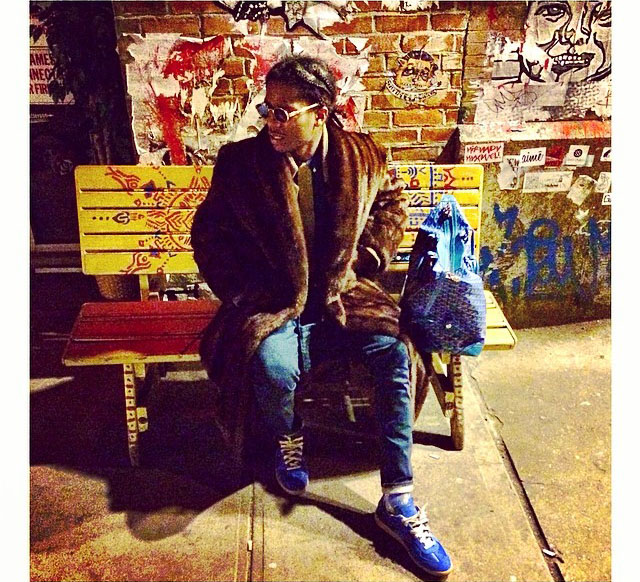 A$AP Rocky wearing Maison Martin Margiela Leather & Suede Sneakers