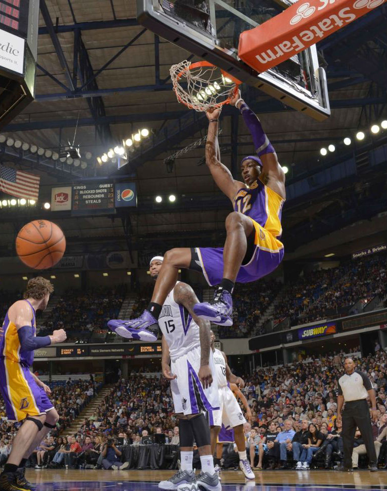 Dwight Howard wearing adidas adipower Howard 3 Purple