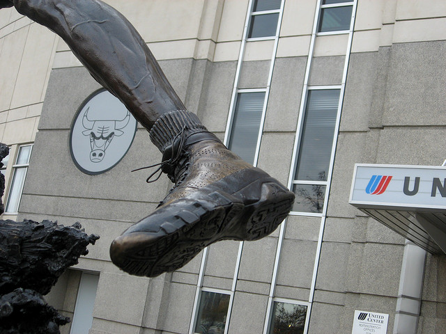 jordan 9 statue on feet