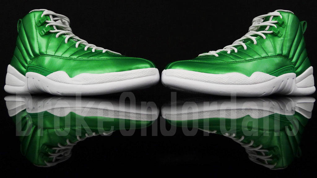 white and green jordan 12