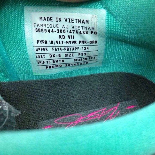 Nike KD VII 7 GS Teal/Volt-Pink 669944-300 (3)