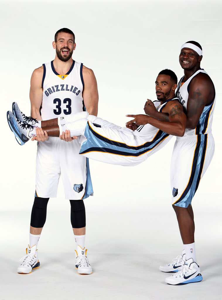 Marc Gasol & Zach Randolph wearing Nike Hyperdunk 2014 PE; Mike Conley wearing adidas Crazylight Boost