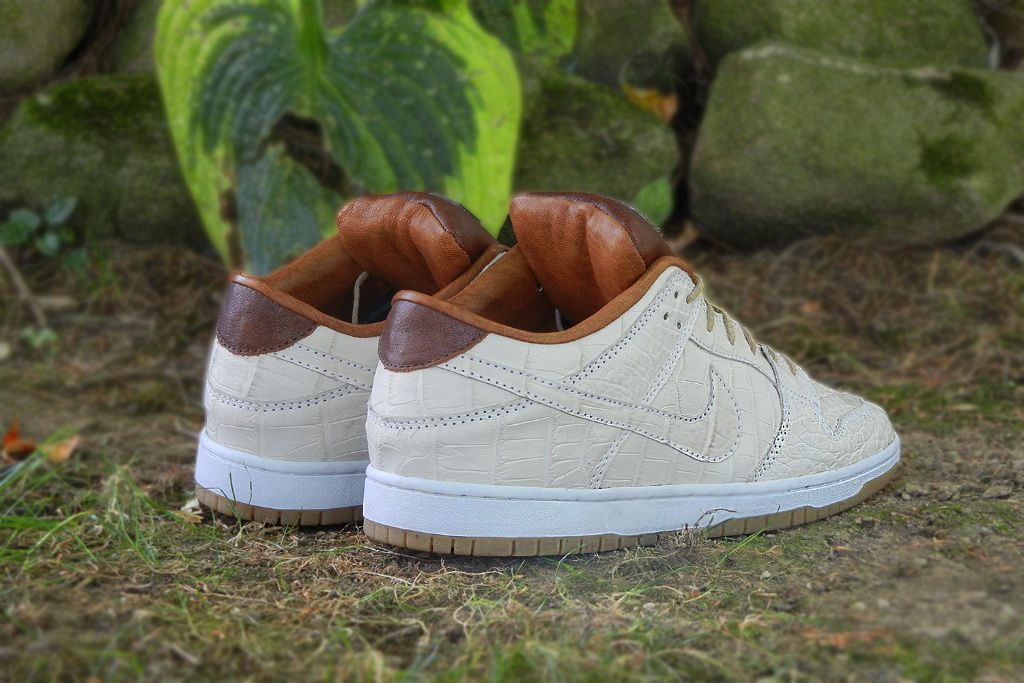 Brown & Ivory AJ1 Monogram Gator Jordan 1 Low - Dripside Customs