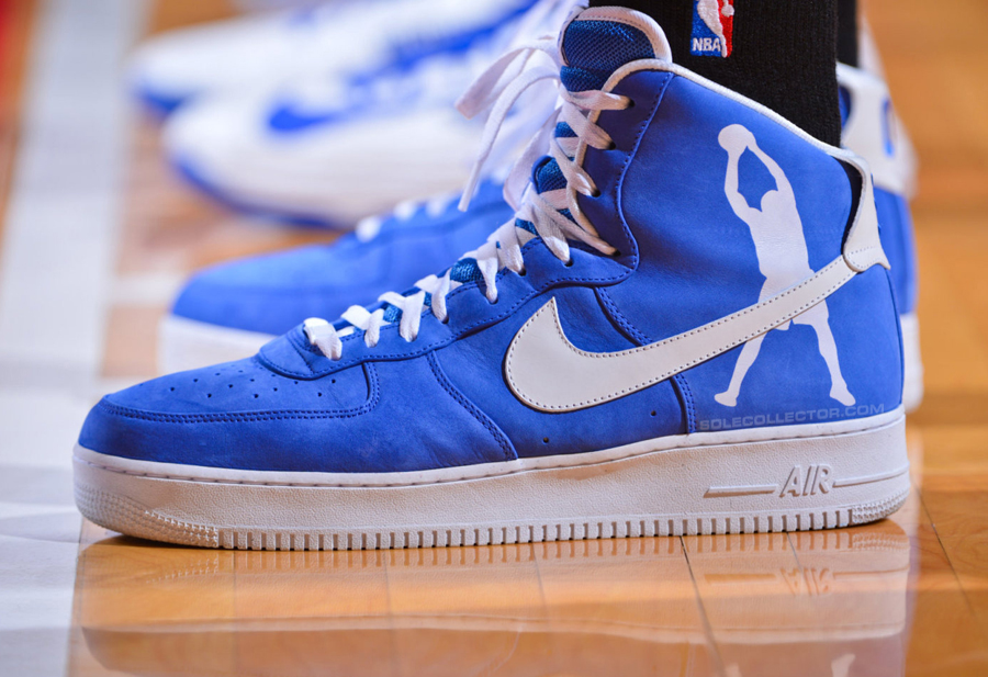 Rasheed Wallace Wears Royal / White Air Force 1 High PE | Sole Collector