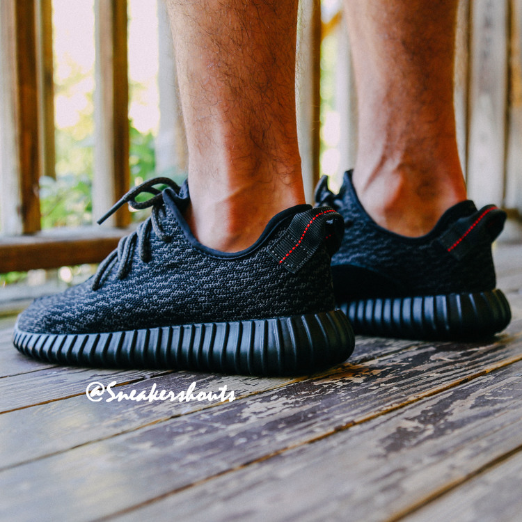 yeezy 350 black on feet