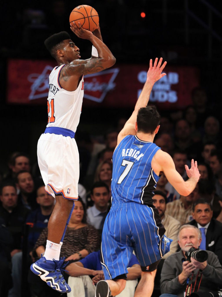 Iman Shumpert wearing adidas Crazy 8 Blue White Black