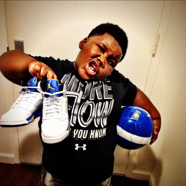 TerRio wearing Air Jordan 5 V Retro Laney