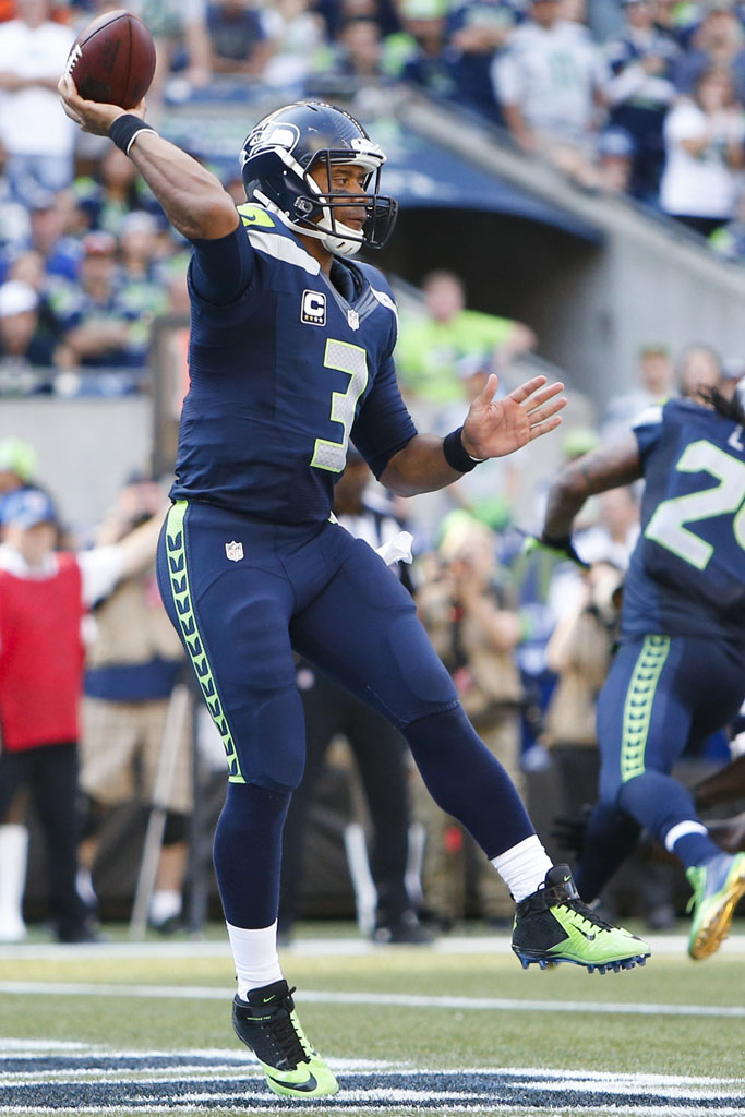 Russell Wilson wearing Nike Lunar Superbad Pro