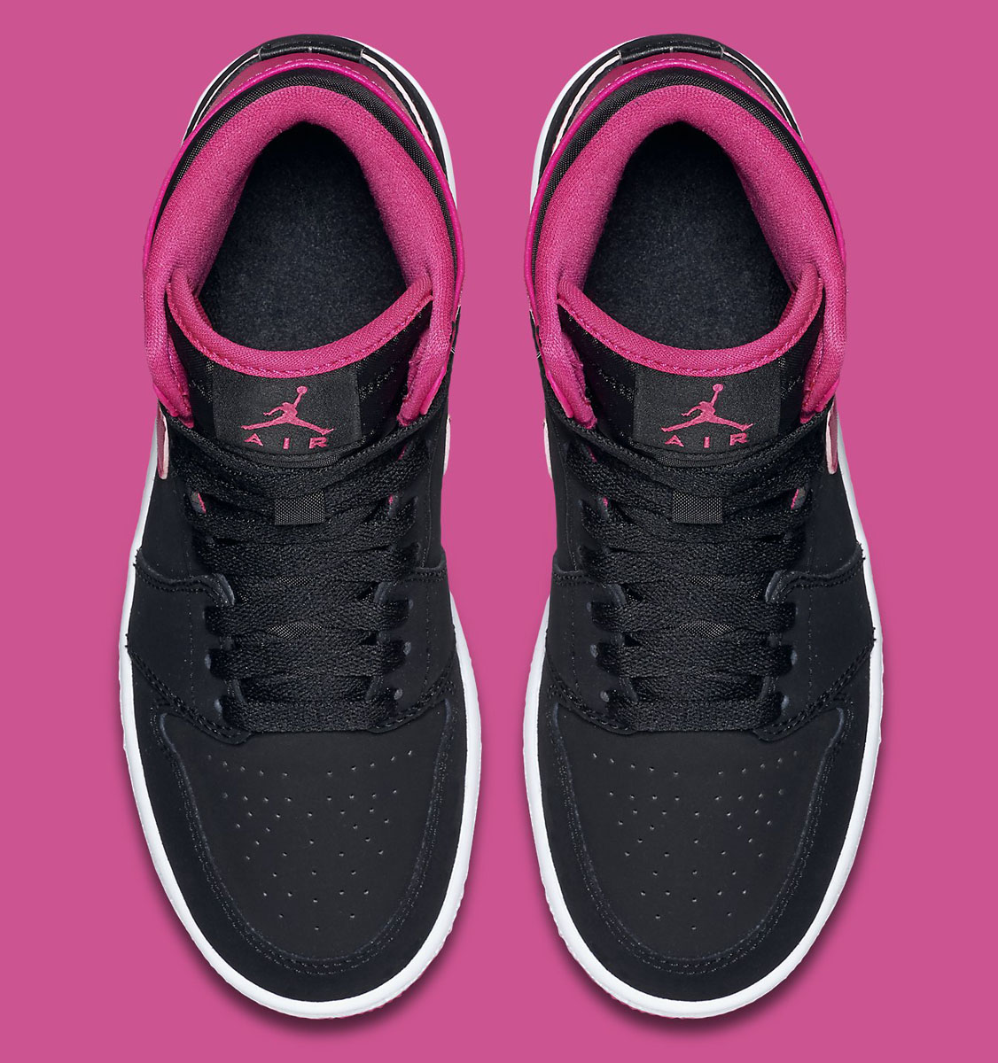 black and pink girl jordans