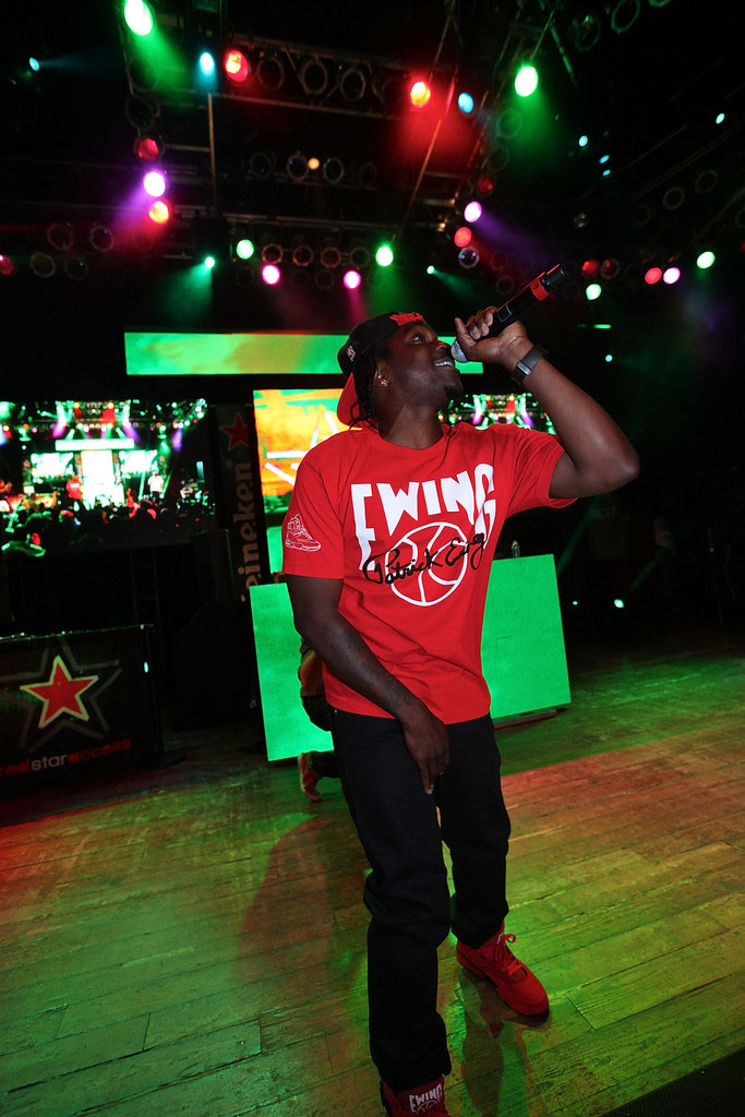 Pusha T wearing Ewing Athletics 33 Hi Red (2)