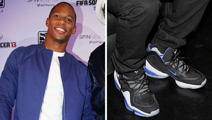 Victor Cruz wearing Nike Air Penny V Orlando Magic