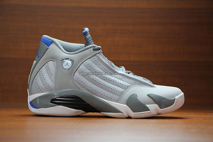 grey and blue jordan 14